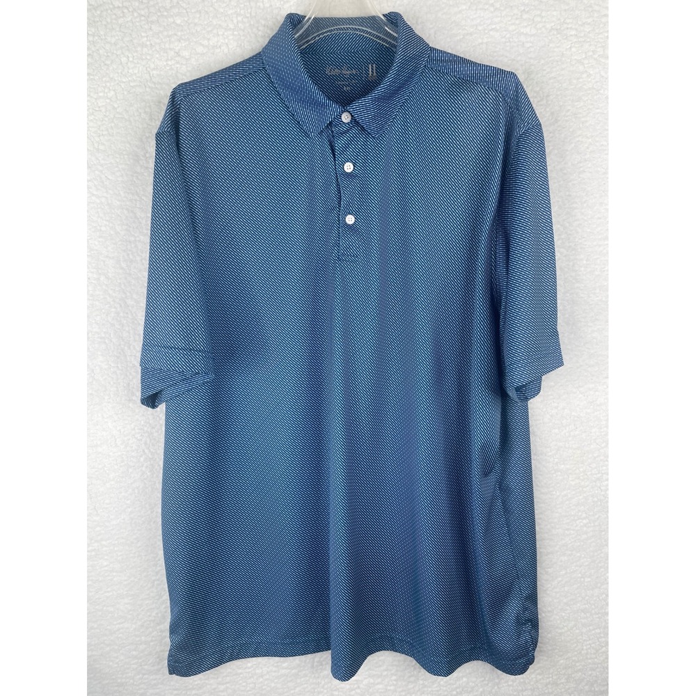 Walter Hagen 11 Majors Mens XXL Blue White Diagonal Stripe Golf Polo Shirt